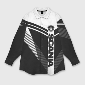 Мужская рубашка oversize 3D с принтом Scania логотип на абстрактном фоне в Кировске,  |  | 
