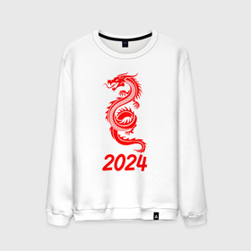 Мужской свитшот хлопок с принтом Красный векторный дракон 2024 в Кировске, 100% хлопок |  | 