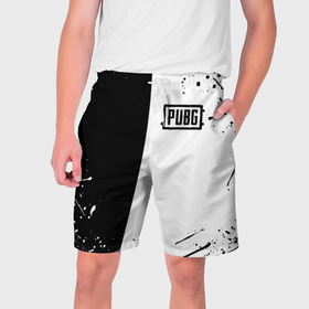 Мужские шорты 3D с принтом Pubg чернобелые краски в Белгороде,  полиэстер 100% | прямой крой, два кармана без застежек по бокам. Мягкая трикотажная резинка на поясе, внутри которой широкие завязки. Длина чуть выше колен | 