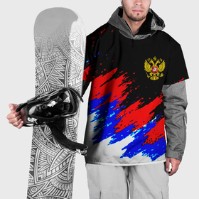 Накидка на куртку 3D с принтом Россия триколор герб краски в Курске, 100% полиэстер |  | Тематика изображения на принте: 