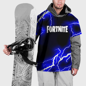 Накидка на куртку 3D с принтом Fortnite шторм молнии неон в Тюмени, 100% полиэстер |  | Тематика изображения на принте: 