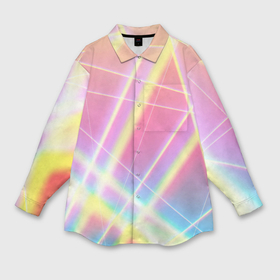 Мужская рубашка oversize 3D с принтом Хаотичные неоновые линии в Санкт-Петербурге,  |  | 