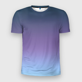 Мужская футболка 3D Slim с принтом Градиент синий фиолетовый голубой в Петрозаводске, 100% полиэстер с улучшенными характеристиками | приталенный силуэт, круглая горловина, широкие плечи, сужается к линии бедра | 