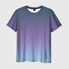 Мужская футболка 3D с принтом Градиент синий фиолетовый голубой , 100% полиэфир | прямой крой, круглый вырез горловины, длина до линии бедер | Тематика изображения на принте: 