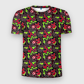 Мужская футболка 3D Slim с принтом Multicolored doodles , 100% полиэстер с улучшенными характеристиками | приталенный силуэт, круглая горловина, широкие плечи, сужается к линии бедра | 