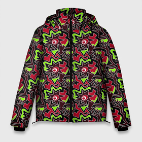 Мужская зимняя куртка 3D с принтом Multicolored doodles в Санкт-Петербурге, верх — 100% полиэстер; подкладка — 100% полиэстер; утеплитель — 100% полиэстер | длина ниже бедра, свободный силуэт Оверсайз. Есть воротник-стойка, отстегивающийся капюшон и ветрозащитная планка. 

Боковые карманы с листочкой на кнопках и внутренний карман на молнии. | 