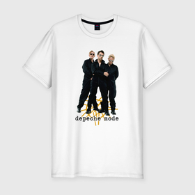 Мужская футболка хлопок Slim с принтом Depeche Mode   A band universe в Санкт-Петербурге, 92% хлопок, 8% лайкра | приталенный силуэт, круглый вырез ворота, длина до линии бедра, короткий рукав | 