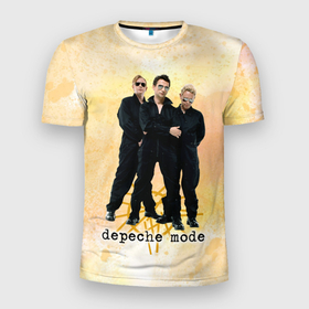 Мужская футболка 3D Slim с принтом Depeche Mode   Universe band в Санкт-Петербурге, 100% полиэстер с улучшенными характеристиками | приталенный силуэт, круглая горловина, широкие плечи, сужается к линии бедра | Тематика изображения на принте: 