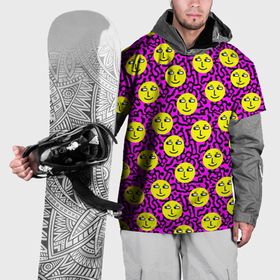 Накидка на куртку 3D с принтом Smiley face on violet , 100% полиэстер |  | 