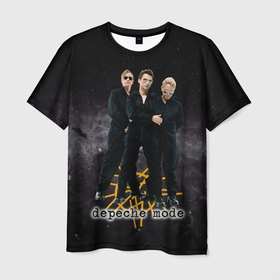 Мужская футболка 3D с принтом Depeche Mode   A band in the universe в Санкт-Петербурге, 100% полиэфир | прямой крой, круглый вырез горловины, длина до линии бедер | 