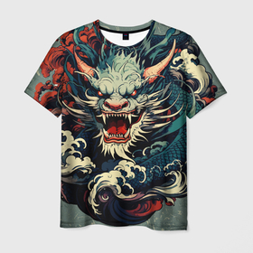 Мужская футболка 3D с принтом Древний дракон в Белгороде, 100% полиэфир | прямой крой, круглый вырез горловины, длина до линии бедер | 