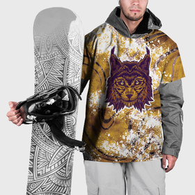 Накидка на куртку 3D с принтом Рысь золотая в Курске, 100% полиэстер |  | Тематика изображения на принте: 