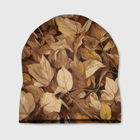 Шапка 3D с принтом Осенние желтые листья в Курске, 100% полиэстер | универсальный размер, печать по всей поверхности изделия | 