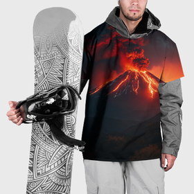 Накидка на куртку 3D с принтом Извержение вулкана с потоком лавы в Белгороде, 100% полиэстер |  | Тематика изображения на принте: 