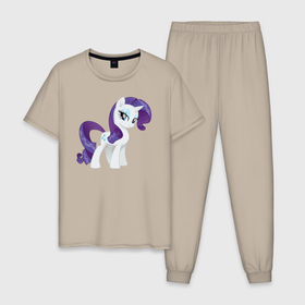 Мужская пижама хлопок с принтом Рарити из My Little Pony в кино , 100% хлопок | брюки и футболка прямого кроя, без карманов, на брюках мягкая резинка на поясе и по низу штанин
 | Тематика изображения на принте: 