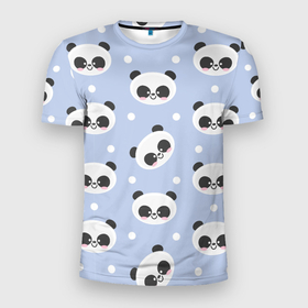 Мужская футболка 3D Slim с принтом Милая мультяшная панда в Санкт-Петербурге, 100% полиэстер с улучшенными характеристиками | приталенный силуэт, круглая горловина, широкие плечи, сужается к линии бедра | 
