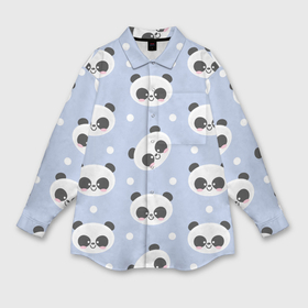 Мужская рубашка oversize 3D с принтом Милая мультяшная панда в Петрозаводске,  |  | 