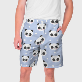 Мужские шорты 3D с принтом Милая мультяшная панда ,  полиэстер 100% | прямой крой, два кармана без застежек по бокам. Мягкая трикотажная резинка на поясе, внутри которой широкие завязки. Длина чуть выше колен | 