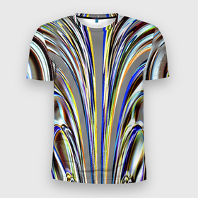 Мужская футболка 3D Slim с принтом Струйчатый перламутровый узор в Новосибирске, 100% полиэстер с улучшенными характеристиками | приталенный силуэт, круглая горловина, широкие плечи, сужается к линии бедра | Тематика изображения на принте: 