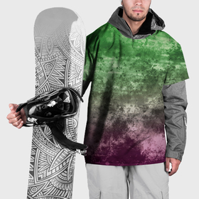 Накидка на куртку 3D с принтом Абстракция   фиолетово зеленый бардак , 100% полиэстер |  | 