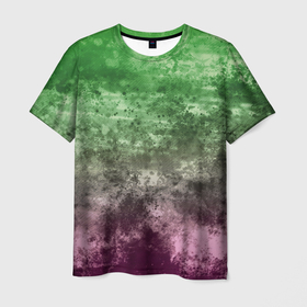 Мужская футболка 3D с принтом Абстракция   фиолетово зеленый бардак , 100% полиэфир | прямой крой, круглый вырез горловины, длина до линии бедер | 