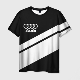 Мужская футболка 3D с принтом Audi sport line в Санкт-Петербурге, 100% полиэфир | прямой крой, круглый вырез горловины, длина до линии бедер | 