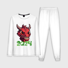 Мужская пижама с лонгсливом хлопок с принтом Символ года 2024 маленький дракоша ,  |  | Тематика изображения на принте: 