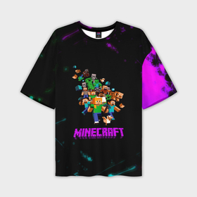 Мужская футболка oversize 3D с принтом Minecraft neon краски в Тюмени,  |  | 