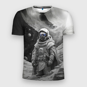 Мужская футболка 3D Slim с принтом Космической путешественник в Тюмени, 100% полиэстер с улучшенными характеристиками | приталенный силуэт, круглая горловина, широкие плечи, сужается к линии бедра | Тематика изображения на принте: 