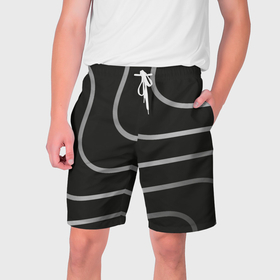 Мужские шорты 3D с принтом Волнистые линии в Тюмени,  полиэстер 100% | прямой крой, два кармана без застежек по бокам. Мягкая трикотажная резинка на поясе, внутри которой широкие завязки. Длина чуть выше колен | 