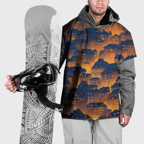 Накидка на куртку 3D с принтом Огни ночного города в Белгороде, 100% полиэстер |  | 