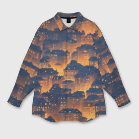 Мужская рубашка oversize 3D с принтом Огни ночного города в Курске,  |  | 
