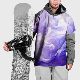 Накидка на куртку 3D с принтом Белые узоры на абстрактном фиолетовом фоне в Курске, 100% полиэстер |  | 