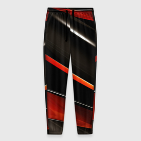 Мужские брюки 3D с принтом Красные и черные вставки в Санкт-Петербурге, 100% полиэстер | манжеты по низу, эластичный пояс регулируется шнурком, по бокам два кармана без застежек, внутренняя часть кармана из мелкой сетки | 