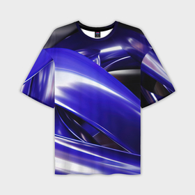 Мужская футболка oversize 3D с принтом Blue  black abstract в Курске,  |  | Тематика изображения на принте: 