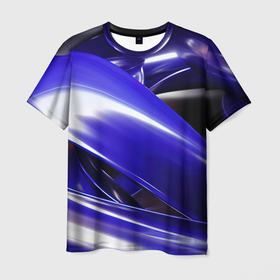 Мужская футболка 3D с принтом Blue  black abstract в Курске, 100% полиэфир | прямой крой, круглый вырез горловины, длина до линии бедер | Тематика изображения на принте: 