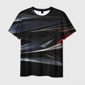 Мужская футболка 3D с принтом Black  red abstract в Белгороде, 100% полиэфир | прямой крой, круглый вырез горловины, длина до линии бедер | Тематика изображения на принте: 
