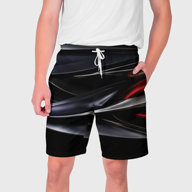 Мужские шорты 3D с принтом Black  red abstract в Белгороде,  полиэстер 100% | прямой крой, два кармана без застежек по бокам. Мягкая трикотажная резинка на поясе, внутри которой широкие завязки. Длина чуть выше колен | Тематика изображения на принте: 