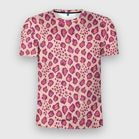 Мужская футболка 3D Slim с принтом Цветущий леопард тюльпановое поле в Санкт-Петербурге, 100% полиэстер с улучшенными характеристиками | приталенный силуэт, круглая горловина, широкие плечи, сужается к линии бедра | Тематика изображения на принте: 