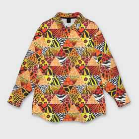 Мужская рубашка oversize 3D с принтом Лоскутные треугольники в Белгороде,  |  | 
