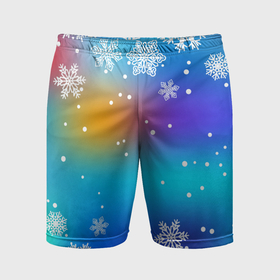 Мужские шорты спортивные с принтом Снегопад на Новый год ,  |  | 