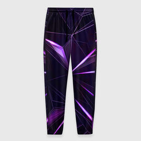Мужские брюки 3D с принтом Фиолетовый хрусталь в Курске, 100% полиэстер | манжеты по низу, эластичный пояс регулируется шнурком, по бокам два кармана без застежек, внутренняя часть кармана из мелкой сетки | 