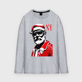 Мужской лонгслив oversize хлопок с принтом Cool Santa   portrait ,  |  | 