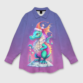 Мужская рубашка oversize 3D с принтом Новогодний дракончик   нейросеть в Курске,  |  | 