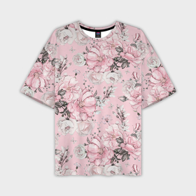 Мужская футболка oversize 3D с принтом Розы белые и розовые в Курске,  |  | 