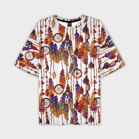 Мужская футболка oversize 3D с принтом Ловцы снов этническое искусство ,  |  | Тематика изображения на принте: 