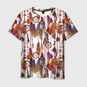 Мужская футболка 3D с принтом Ловцы снов этническое искусство , 100% полиэфир | прямой крой, круглый вырез горловины, длина до линии бедер | 
