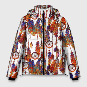 Мужская зимняя куртка 3D с принтом Ловцы снов этническое искусство в Тюмени, верх — 100% полиэстер; подкладка — 100% полиэстер; утеплитель — 100% полиэстер | длина ниже бедра, свободный силуэт Оверсайз. Есть воротник-стойка, отстегивающийся капюшон и ветрозащитная планка. 

Боковые карманы с листочкой на кнопках и внутренний карман на молнии. | Тематика изображения на принте: 
