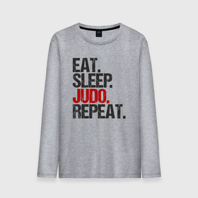 Мужской лонгслив хлопок с принтом Eat sleep judo repeat в Кировске, 100% хлопок |  | Тематика изображения на принте: 
