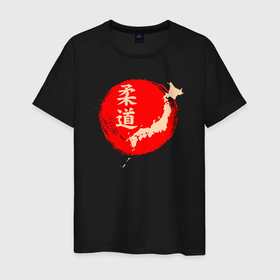 Мужская футболка хлопок с принтом Дзюдо Японии в Курске, 100% хлопок | прямой крой, круглый вырез горловины, длина до линии бедер, слегка спущенное плечо. | 